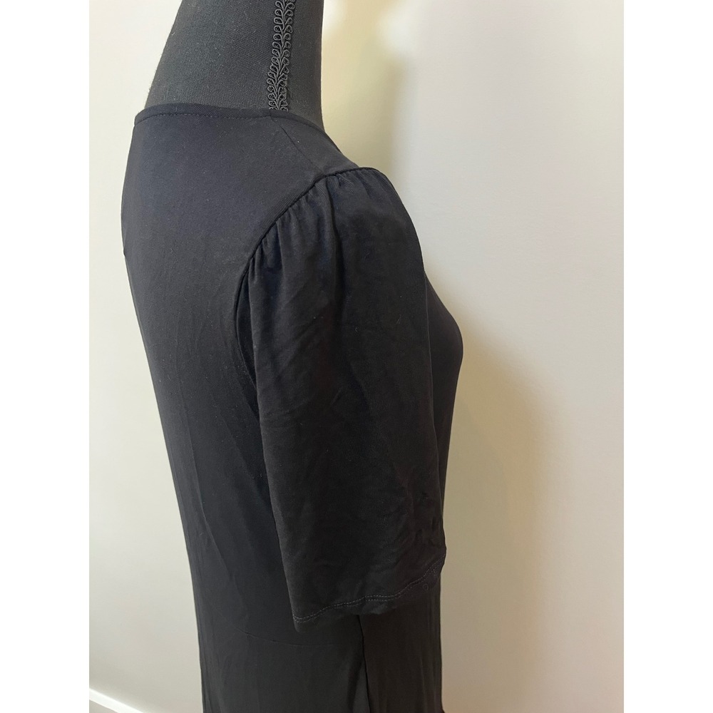 ASOS Tall Black Wrap Mini Dress Ruffle Hem Short Sleeve V-Neck Size US 10 - Picture 7 of 10